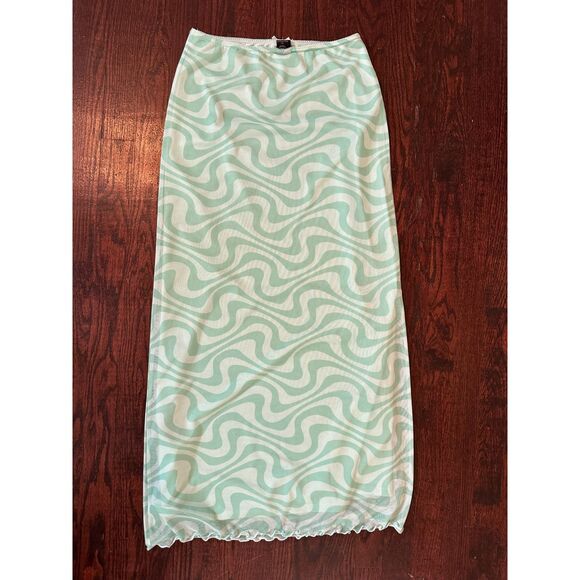 Urban Outfitters Green Swirly Midi Skirt Size Small - Picture 6 of 9